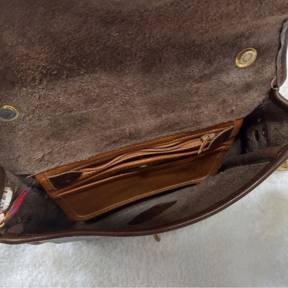 Vintage Dooney & Bourke All Weather Leather Brown Pebbled Crossbody Purse - Picture 9 of 13